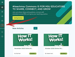 click the heart icon in the menu of the iteach.msu.edu website to thank an educator