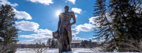 Sparty Statue in winter