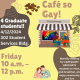 A yellow background overlayed with pictures of coffee beans and a small coffee shop with a rainbow in the window.