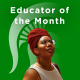 Nicole Macon-McKendree Headshot Nicole Macon-McKendree against a green background with the Spartan helmet logo. Text reads "Educator of the Month."